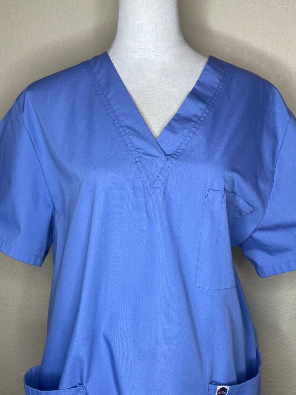 Sivvan Blue Medical Scrub Set Size Large V-Neck Top Drawstring Pants Uniform - Picture 3 of 16